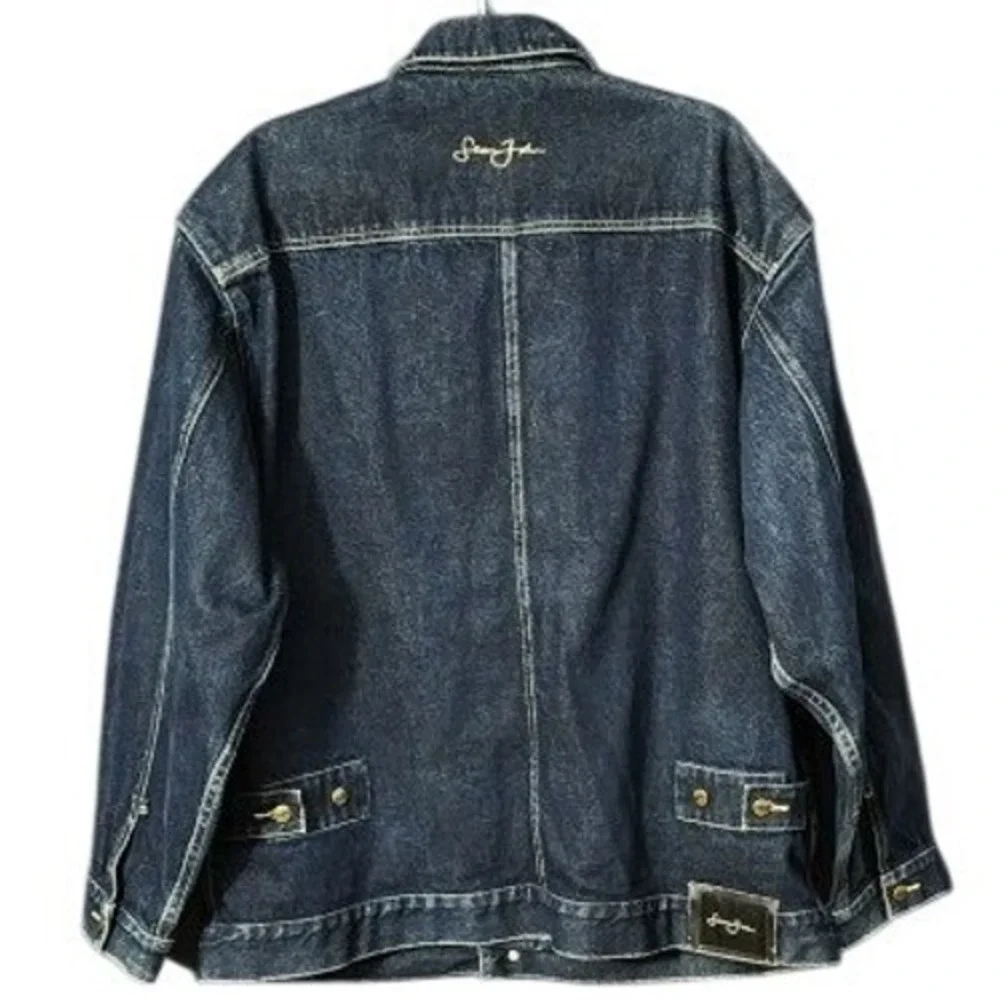 Sean John Y2K‎ Mens Denim Jacket Dark Blue Hip Hop Trucker XL